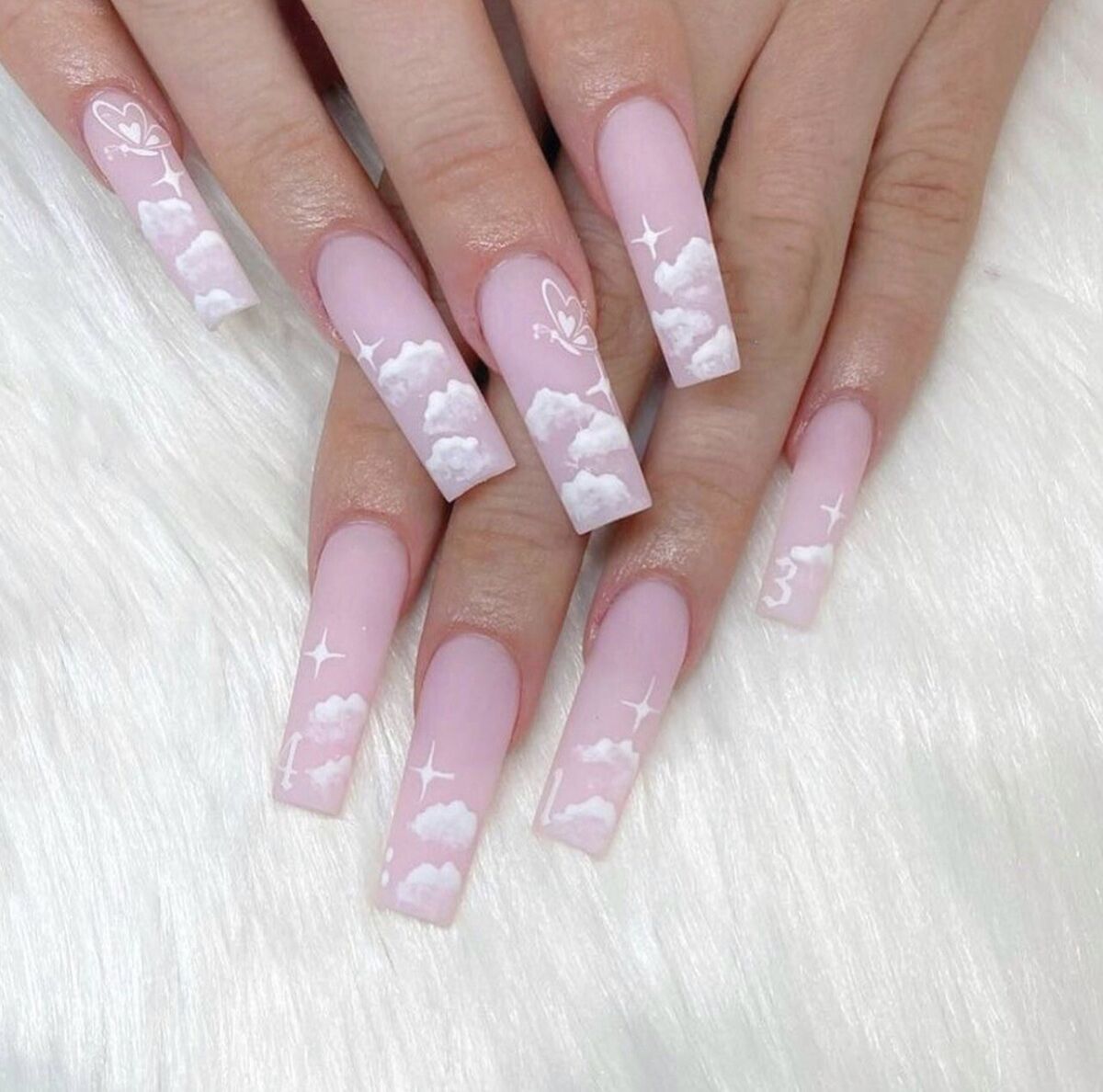 matte pink nails with design
