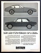 1971 Datsun 240-Z Coupe & 510 Sedan art "Drive then Decide" vintage print ad
