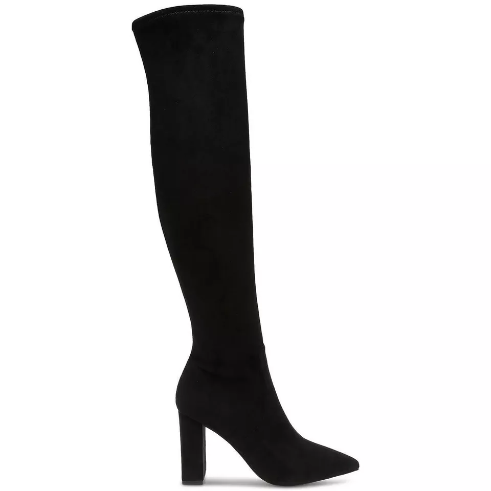Wild Pair Women Eileene Over the Knee Sock Boots | Black Microsuede | 9M - Image 2 of 4