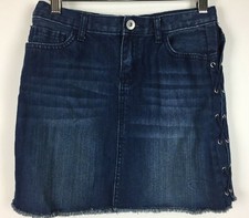 The Children's Place Denim Skirt Girls Size 12 Adj Waist Blue Jean Lace Up Sides