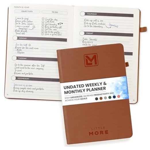 Undated Weekly Planner 2024 with Planner A5 - Undated Weekly & Monthly Brown