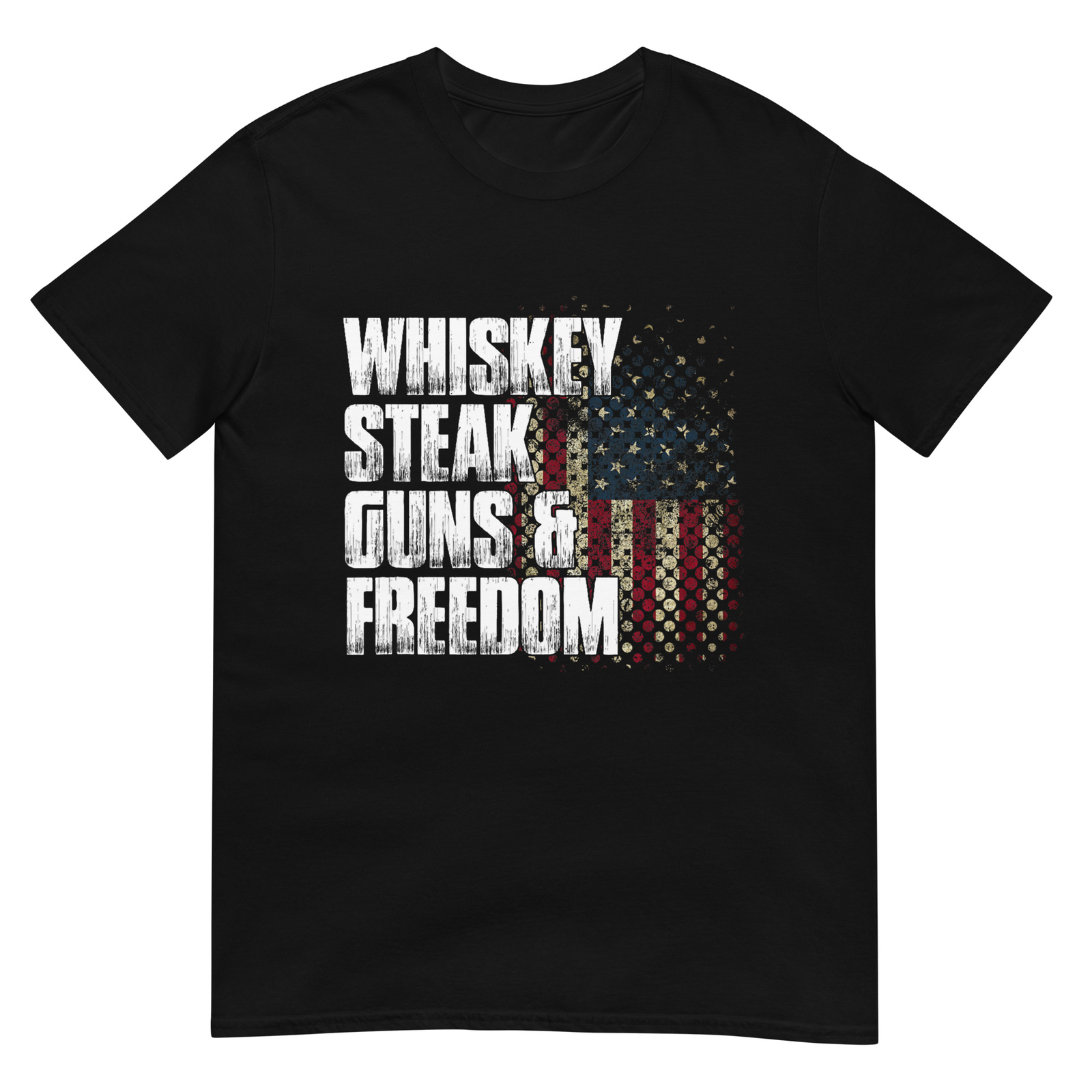 Patriotic Whiskey Steak Guns Freedom American Flag T-Shirt