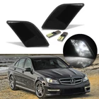 Black Lens White LED Side Marker Lights Kit For 2008-11 Benz W204 C250 C300 C350