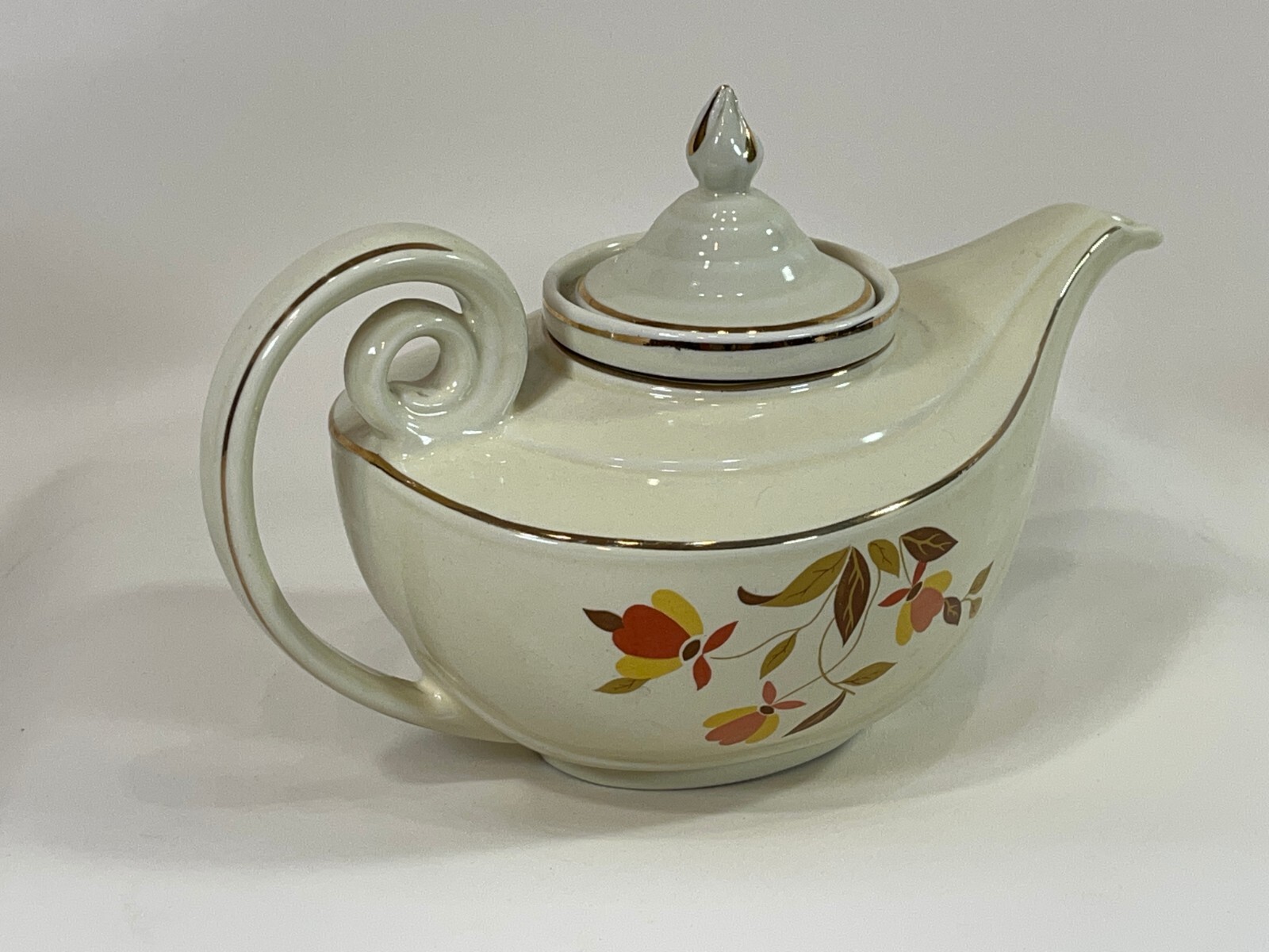 Mid-Century HALL'S Superior Autumn Leaf Aladdin Tea Pot w/Lid & Infuser Vintage.