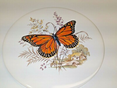Vintage H&R Johnson Round Tile Monarch Butterfly