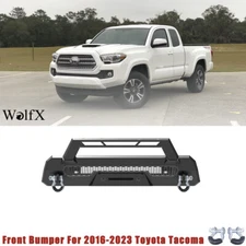 For 2016-2023 Toyota Tacoma Off-Road Front Bumper Bull Bar w/D-Rings Shackles