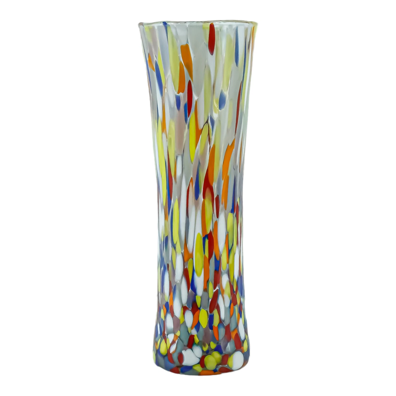 Murano glass vase multi colored handmade millefiori 19cm top Venice Italy