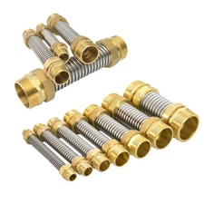 1/2" 3/4" 1" Brass Connection Corrugated Flexible Pipes Hot Cold Water Tubing