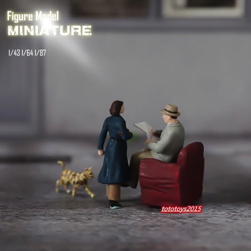 1/24 Old Man Hat reading newspaper Scene Miniatures Figure For Cars Vehicle Toy - Picture 11 of 12