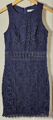 Francesca's Junior Small NWT Navy Blue Lace Crochet Sleeveless Formal Fairycore 