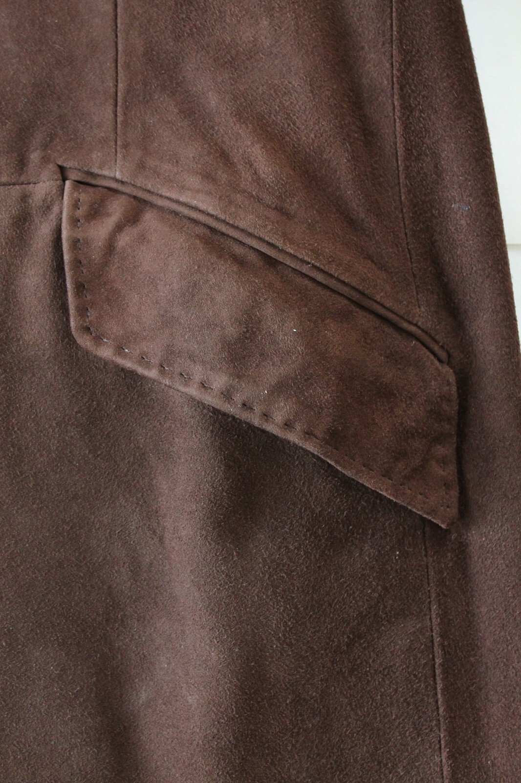 Polo Ralph Lauren Dark Brown Suede Coat 3/4 Leather Jacket Size L Made in Italy image 5