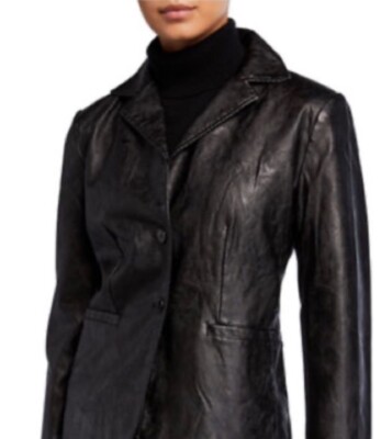 New!! BAGATELLE Faux Leather 2-button Fitted Blazer   Black   Sz M   NORDSTROM