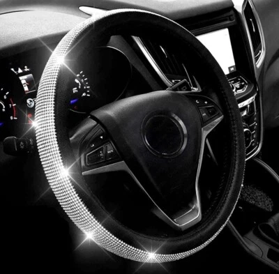 BEST Diamond Leather Steering Wheel Cover with Bling Crystal Rhinestones GIFT - Imagen 1 de 4