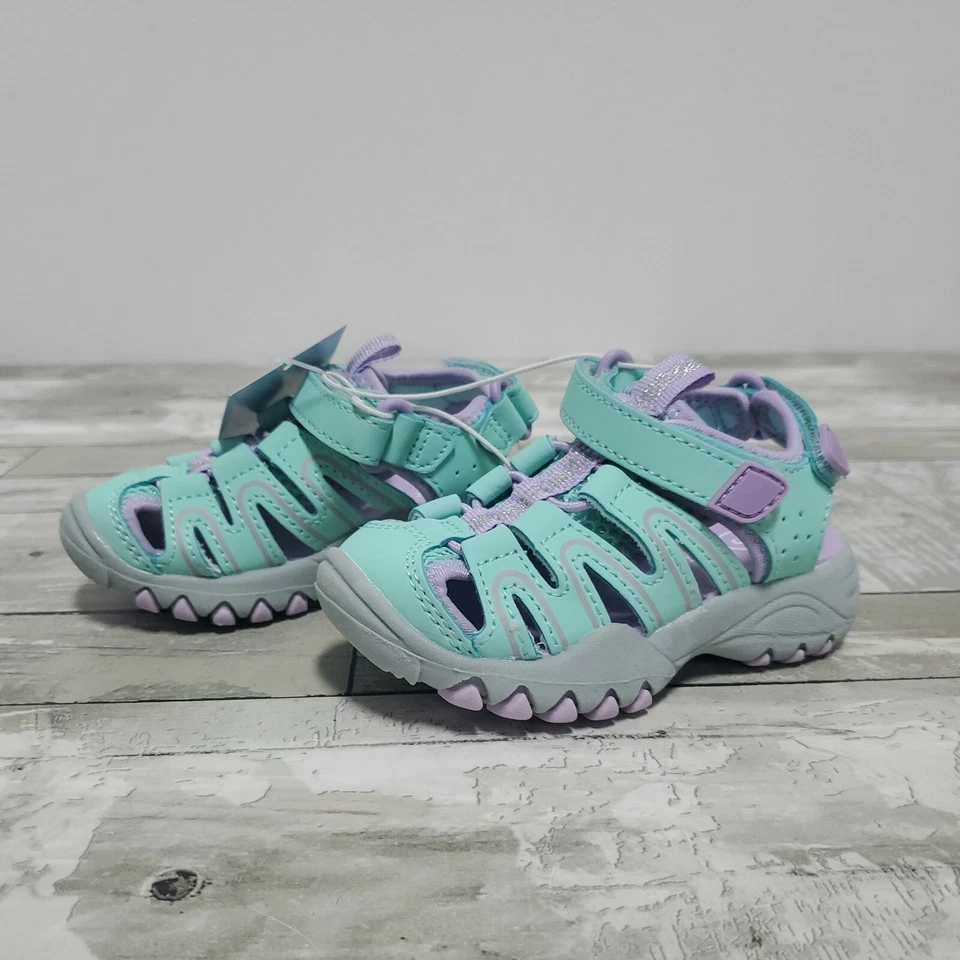 Sandalias de Senderismo Cat & Jack Afton - Turquesa y Púrpura - Zapato Niña Pequeña Talla 5 Foto 2 de 4
