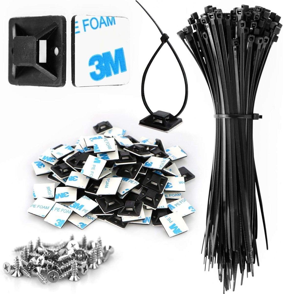 50 Pcs Cable Tie Mounts Self-Adhesive Wire Tie Bases Universal Zip Tie