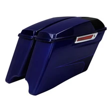 4" Stretched Saddlebags Fit For Harley Street Glide 14+ Zephyr Blue/Black Sunglo