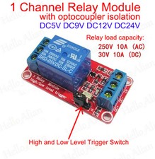 DC5V 9V 12V 24V H/L High/Low Level Trigger Turn On Off Relay Module Control PLC