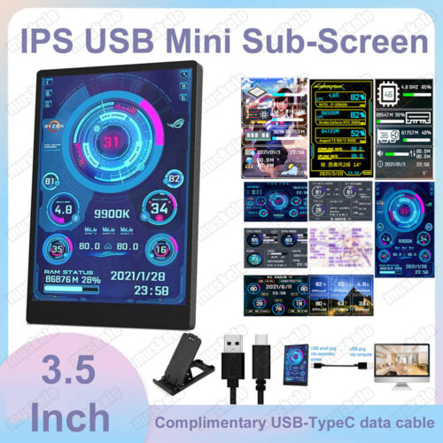 sy Nord vokal 3.5 inch IPS USB Type-C Mini Screen AIDA64 PC CPU RAM HDD Data Display  Monitor | eBay