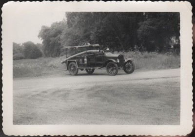 Snap Shot Photo Hose # 3 Model T Ford Firetruck, Lincoln, Mass, taken 1948