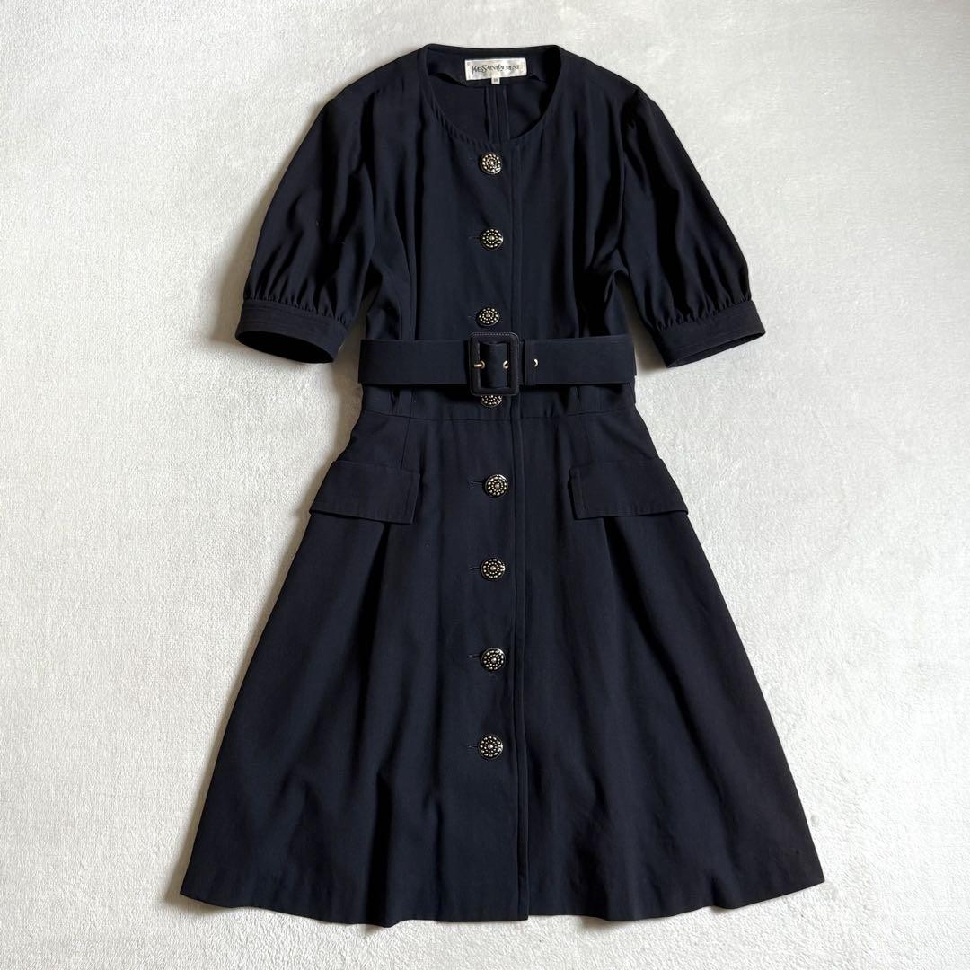 Abito Yves Saint Laurent nero lana taglia 36 usa concoli picco dannia