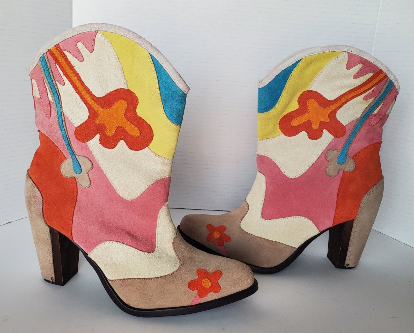 Y2K DIESEL Madchen Multicolor Patchwork Suede Cow… - image 5