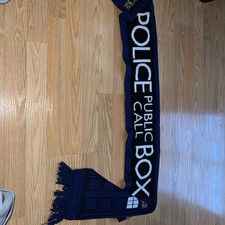 TV Show Doctor Who Police Public Call Box Tardis Navy Blue winter Scarf