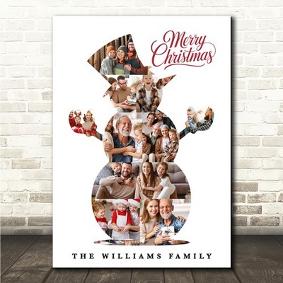 Fotocollage Weihnachten individuelles Geschenk für alle 10-Foto Schneemann Druck oder Leinwand