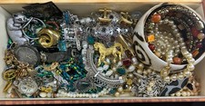 Estate Junk Drawer Jewelry Watches Pearls etc Lot Untested Unsearched tangled