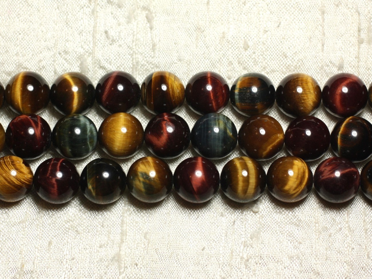 Perles oeil de tigre taureau faucon 14mm, idéal pour créer vos bracelets de lithothérapie