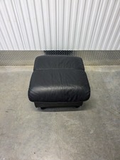 Ekornes Stressless "Soft" Leather Storage Ottoman | Black | Locking Casters