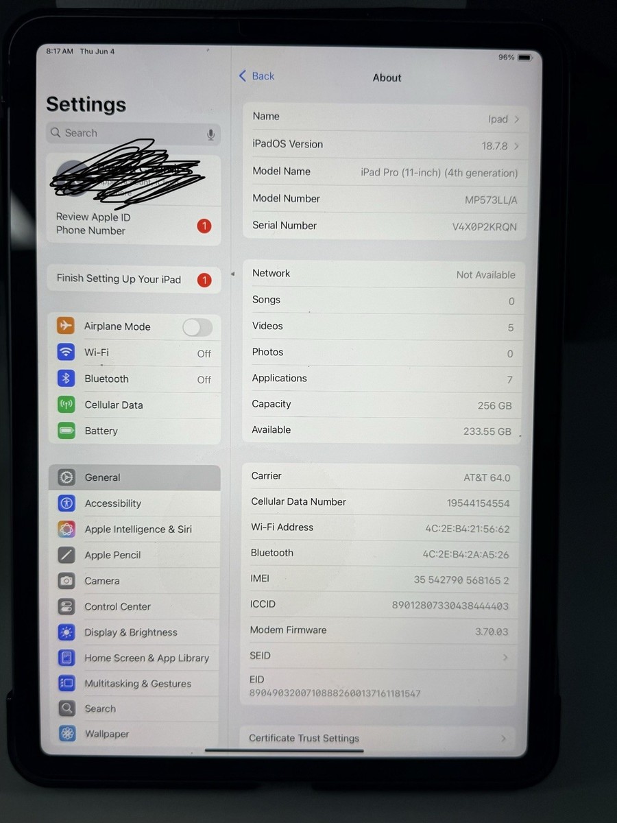 Apple iPad Pro 11-inch (4th generation) A2759 256 GB, Wi-Fi, 11 in