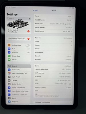 Apple iPad Pro 11-inch (4th generation) A2759 256 GB, Wi-Fi, 11 in