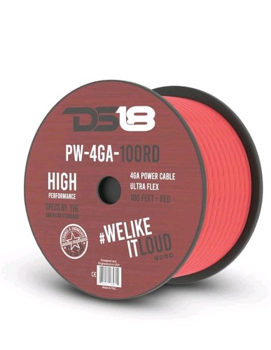 DS18 PW-4GA-100RD 4 Gauge 100 Feet Power Cable (Red) - Picture 1 of 3