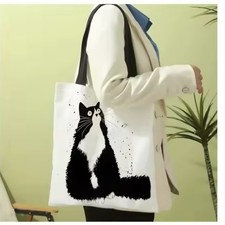  Leinen Tasche Beutel Katzen Motiv 