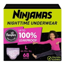 Pampers Ninjamas Nighttime Bedwetting Underwear   Girls   Size 8 L   68ct