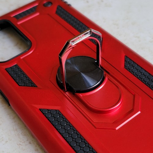 Samsung Galaxy S20+ Plus Phone Case Red Black Ring Holder Kickstand Shockproof - Afbeelding 3 van 6