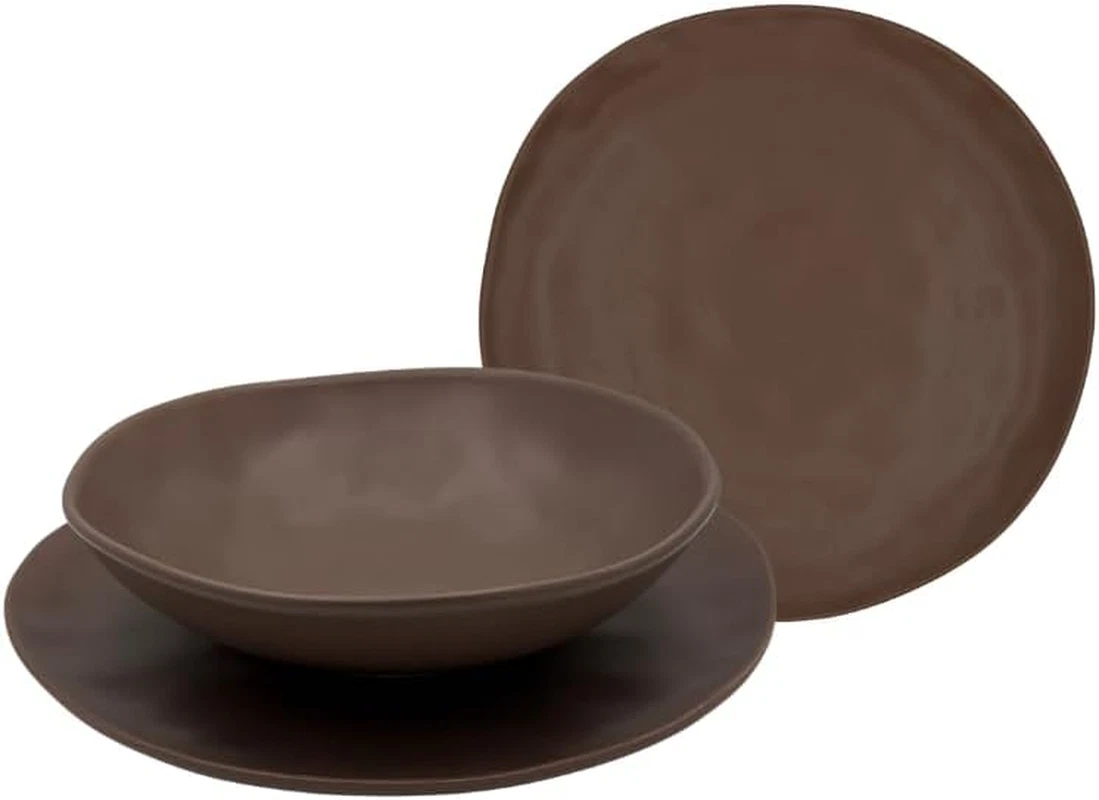 H&H Piatto Rettangolare, Melamina, Decoro Legno, 17,5x32,5 cm