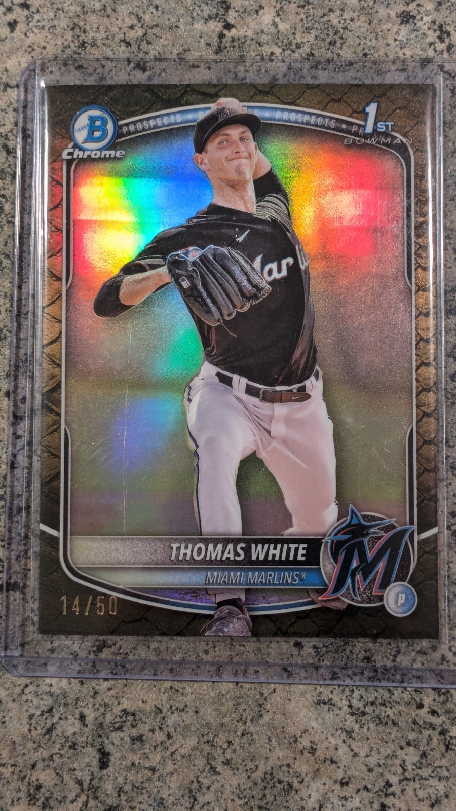 2025 Bowman #BCP-69 Thomas White Chrome 1st Bowman Gold 14/50 Reptilian SSP 🔥