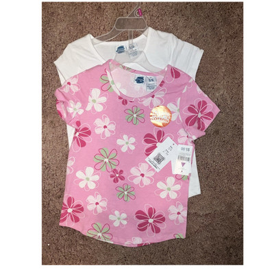 Honest Kids Pink Floral White Short Sleeve T-Shirt Size 5/6