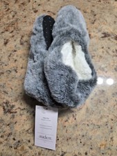 Auden Womens plush Cozy Pull-On Slipper Socks Black S/M 5-7 Nonslip