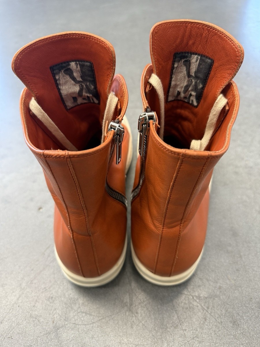Rick Owens Mainline Orange Ramones Leather High Top Size 45 / US