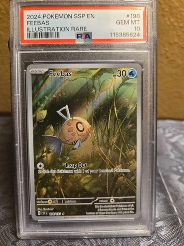 PSA 10 Feebas Sv08 Surging Sparks Illustration Rare Holo 198/191 EN 2024