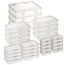28 Pack Rectangular Clear Plastic Storage Containers Box with Hinged Lid for ...