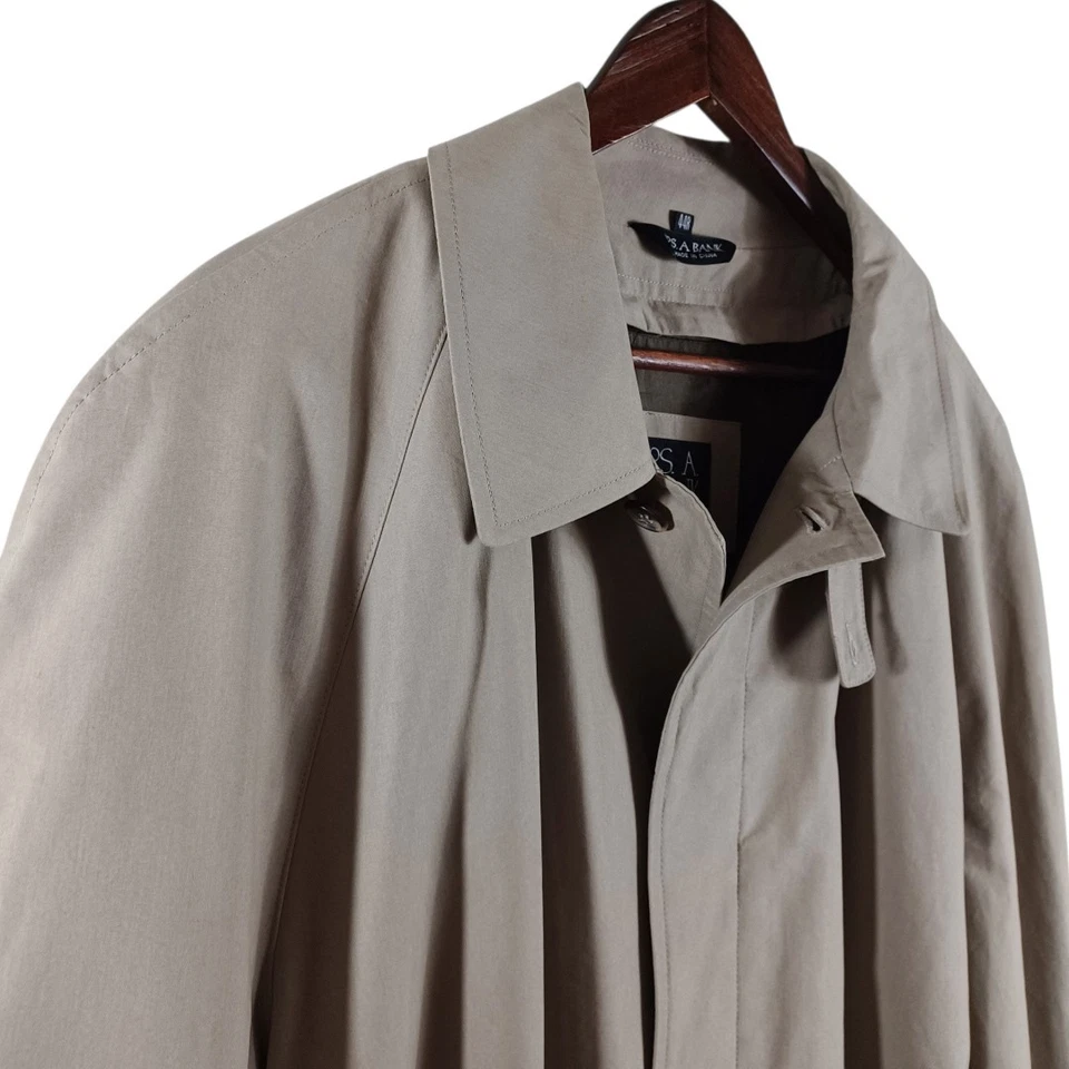 NWT Jos A Bank $350 Tan Trench Coat 44R Removable Plaid Wool Liner Belted Long - Image 4 of 4