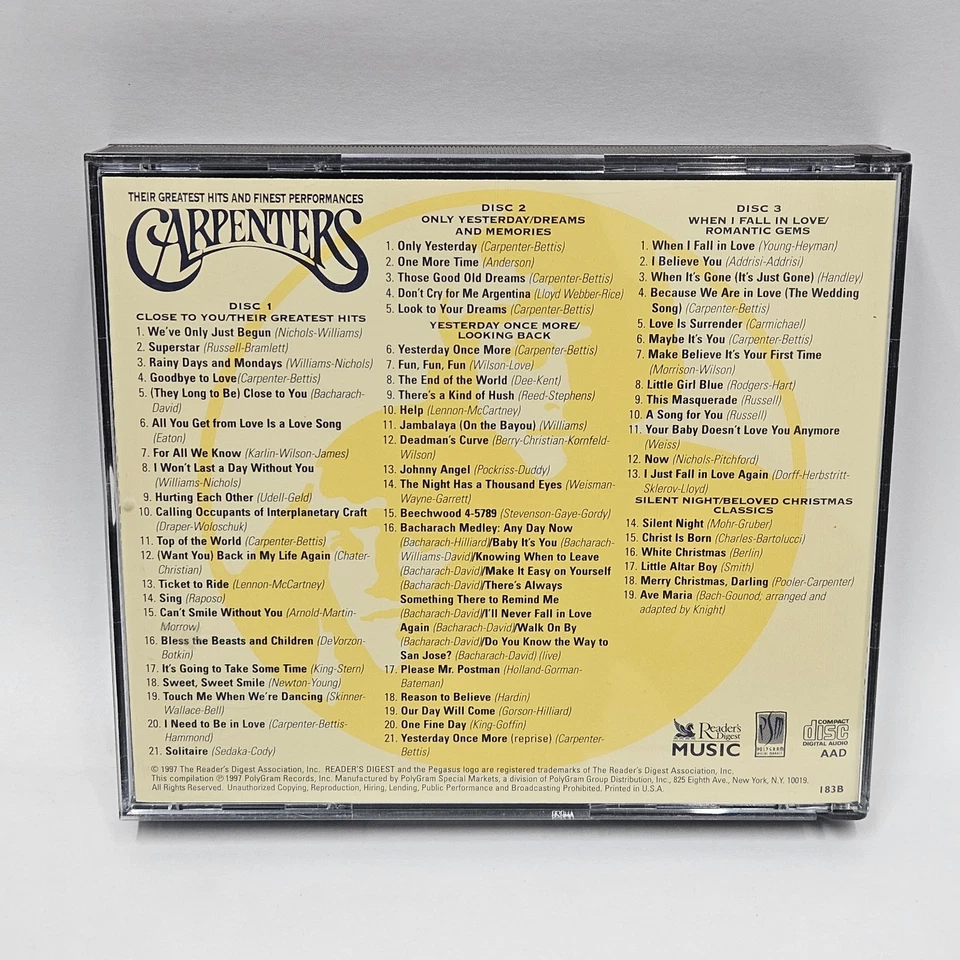 Carpenters - Greatest Hits & Finest Performances 3 CD 1997 Reader's Digest Pop - Image 3 of 3