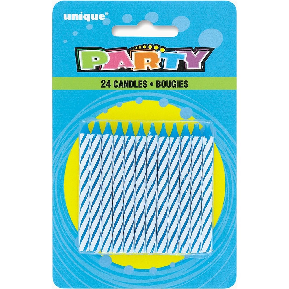 Party 1905BC Striped Blue Birthday Candles Pack of 24,6 centimeters