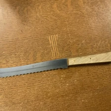 Vintage Deglon INCX France 7.5” Serrated Knife Blade Preowned Wood Handle