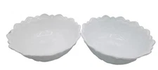Vintage Indiana Milk Glass Bowls Pair Serving Dishes Or Floral Centerpiece Bowls