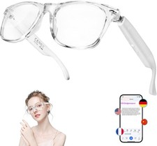 AI Smart Glasses Bluetooth 5.4 Translation 144 Languages Blue Light Filter White