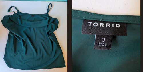Torrid Size 3 Hunter Green Business Casual Spaghetti Strap Blouse FREE SHIPPING